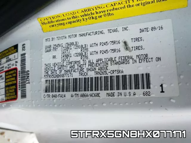 5TFRX5GN8HX077171 фото 2