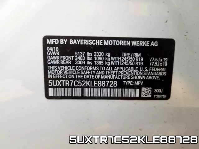5UXTR7C52KLE88728 фото 2
