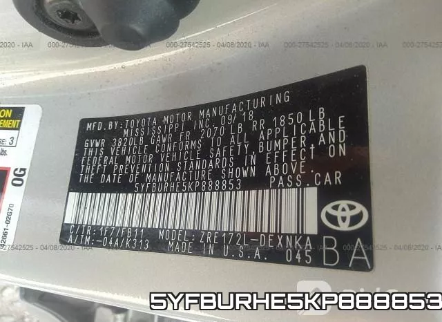 5YFBURHE5KP888853 фото 10
