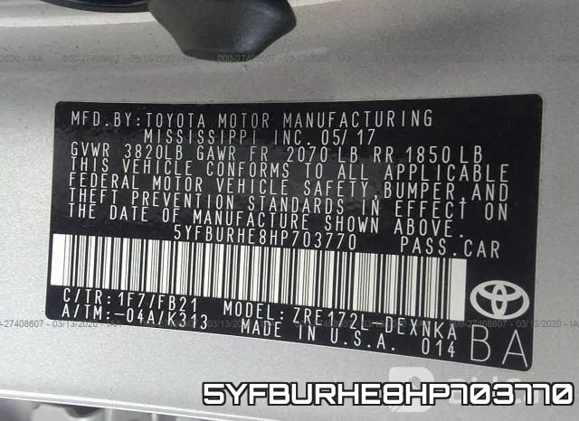 5YFBURHE8HP703770 фото 9