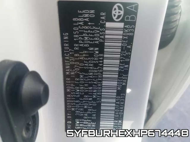 5YFBURHEXHP674448 фото 2