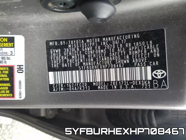 5YFBURHEXHP708467 фото 2