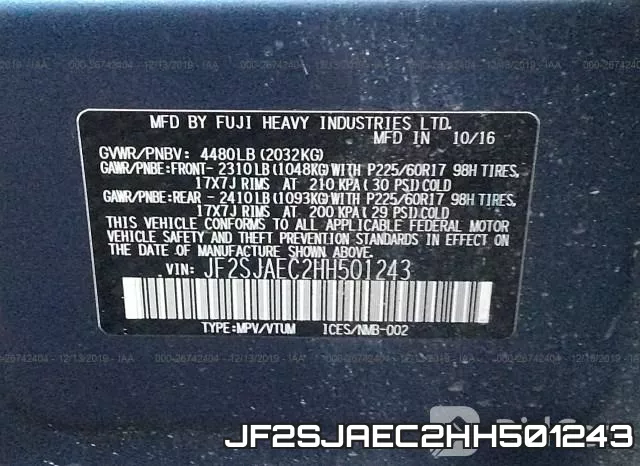 JF2SJAEC2HH501243 фото 10