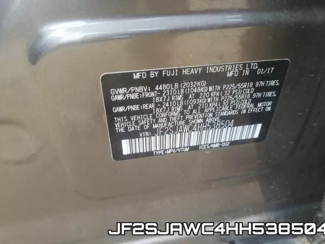JF2SJAWC4HH538504 фото 2