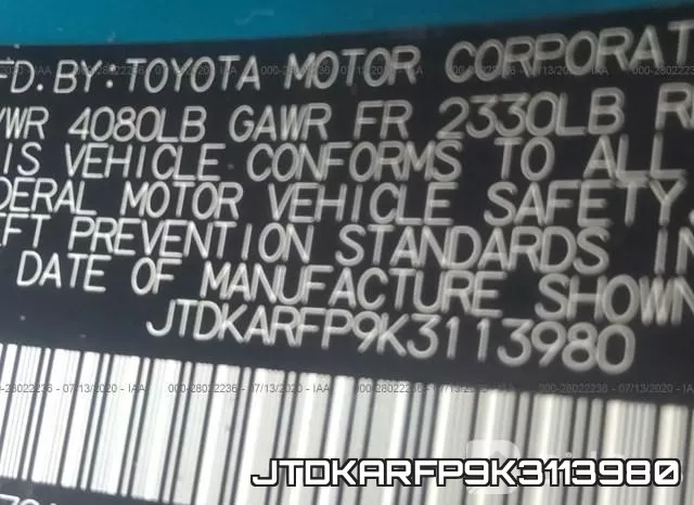 JTDKARFP9K3113980 фото 10