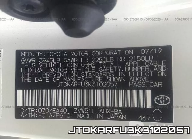 JTDKARFU3K3102057 фото 10