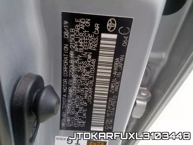 JTDKARFUXL3103448 фото 2