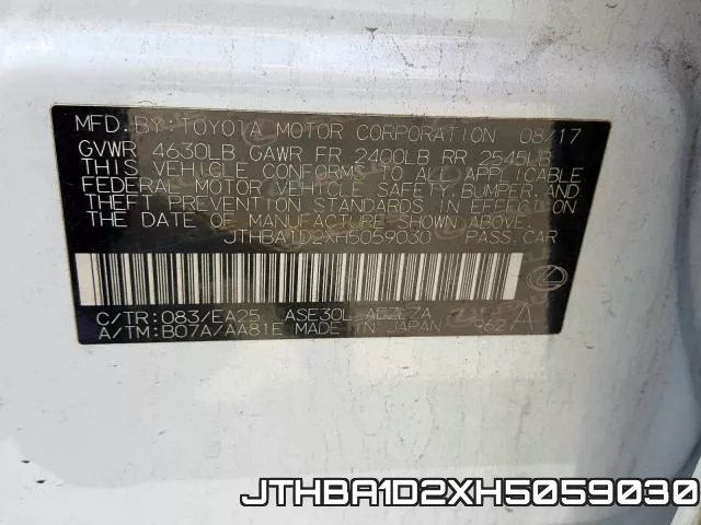 JTHBA1D2XH5059030 фото 2