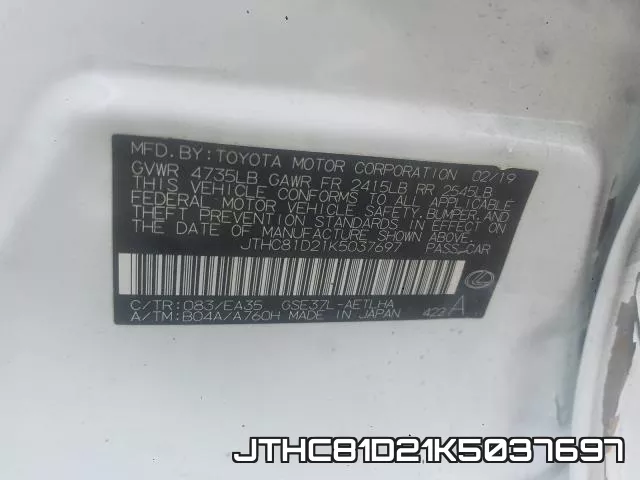 JTHC81D21K5037697 фото 2