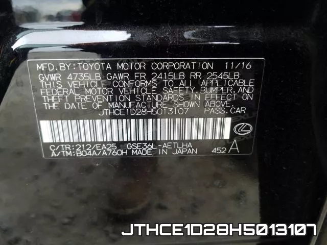 JTHCE1D28H5013107 фото 2