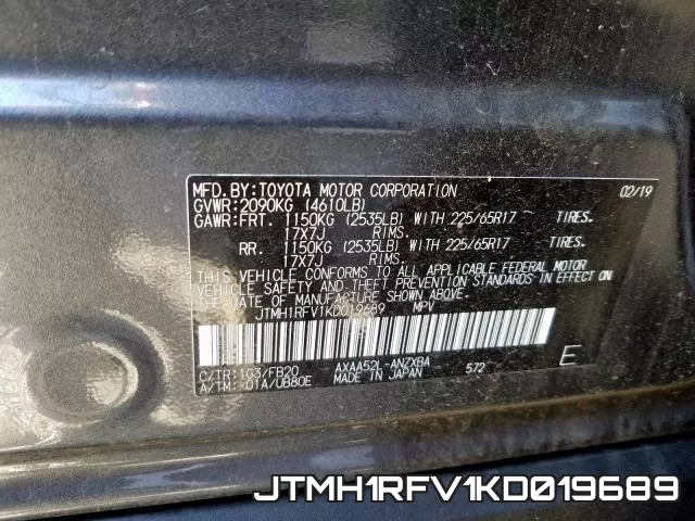 JTMH1RFV1KD019689 фото 2