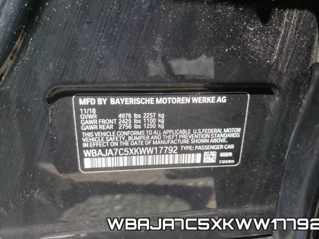 WBAJA7C5XKWW17792 фото 2
