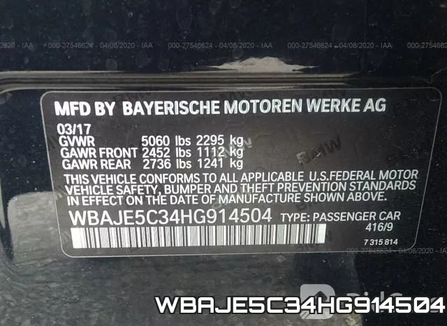 WBAJE5C34HG914504 фото 10