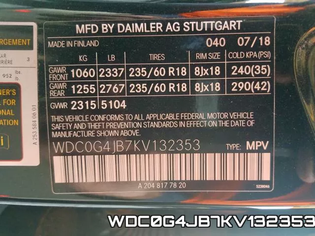 WDC0G4JB7KV132353 фото 2