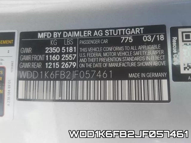 WDD1K6FB2JF057461 фото 2