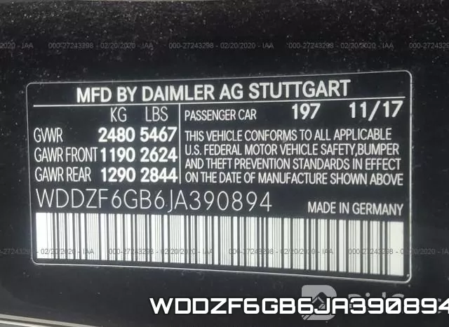 WDDZF6GB6JA390894 фото 10