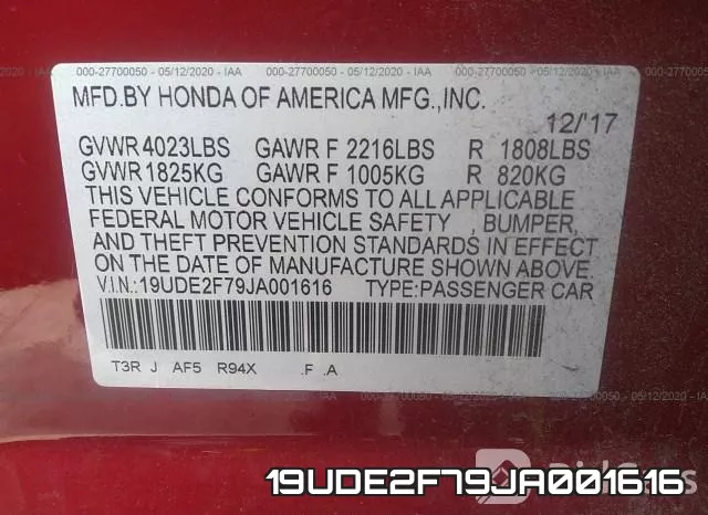 19UDE2F79JA001616 фото 10