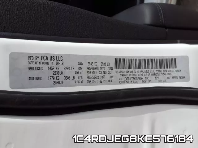 1C4RDJEG8KC576184 фото 2