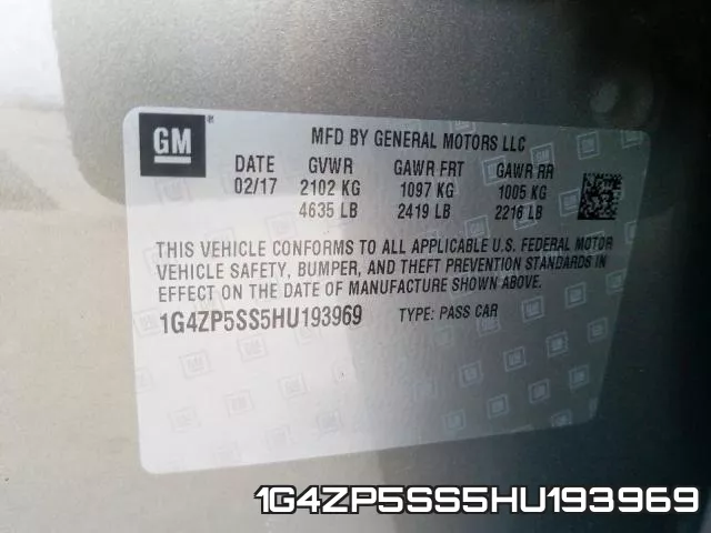 1G4ZP5SS5HU193969 фото 2