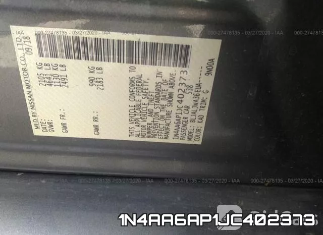 1N4AA6AP1JC402373 фото 10