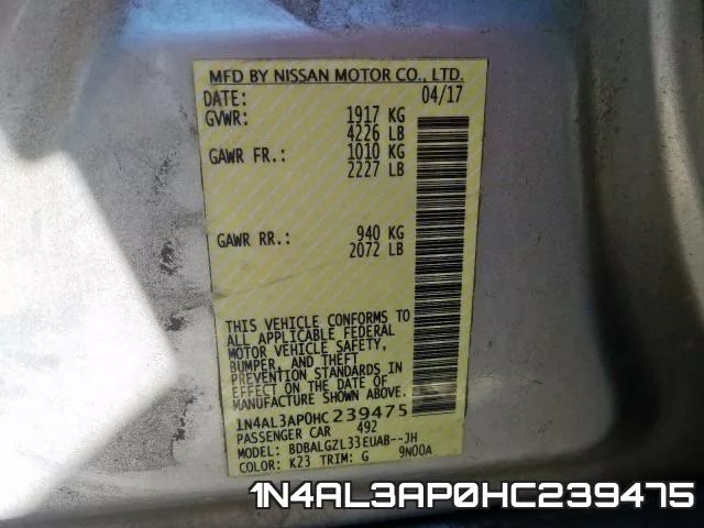 1N4AL3AP0HC239475 фото 2
