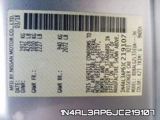 1N4AL3AP6JC219107 фото 2