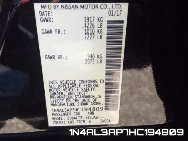 1N4AL3AP7HC194809 фото 2
