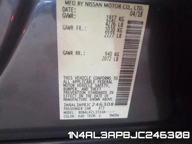 1N4AL3AP8JC246308 фото 2