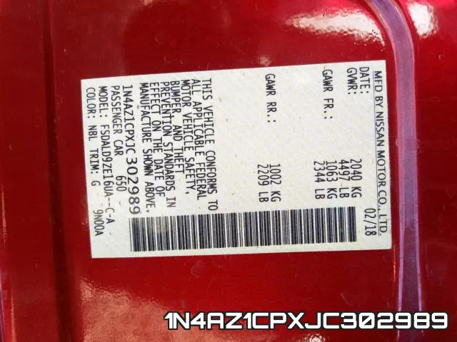 1N4AZ1CPXJC302989 фото 2