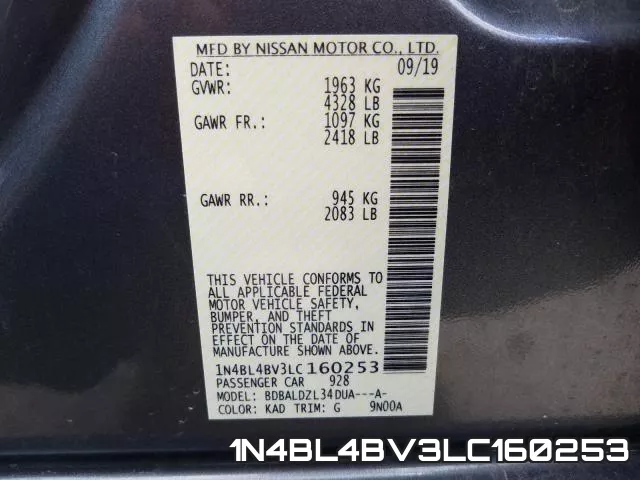 1N4BL4BV3LC160253 фото 2