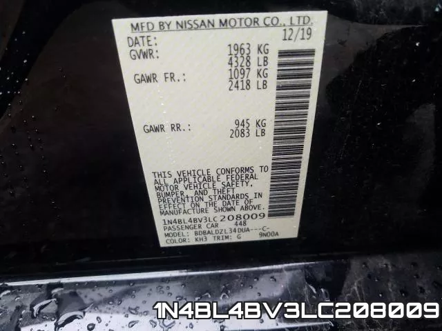1N4BL4BV3LC208009 фото 2