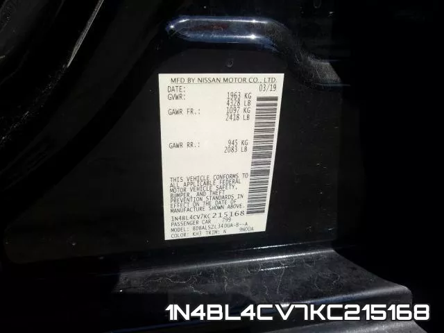 1N4BL4CV7KC215168 фото 2