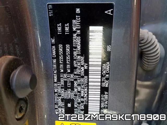 2T2BZMCA9KC178908 фото 2