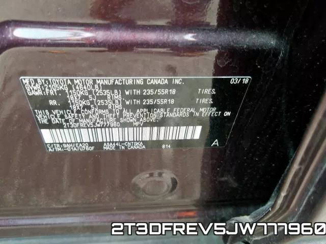 2T3DFREV5JW777960 фото 2
