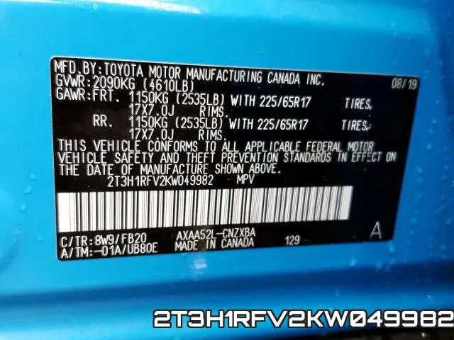 2T3H1RFV2KW049982 фото 2