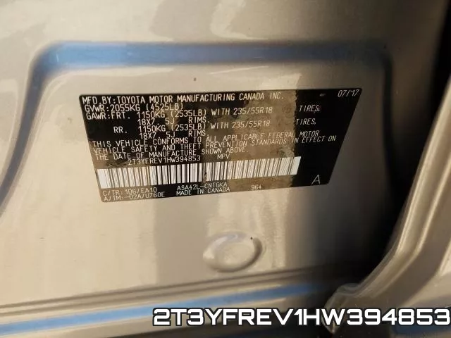 2T3YFREV1HW394853 фото 2