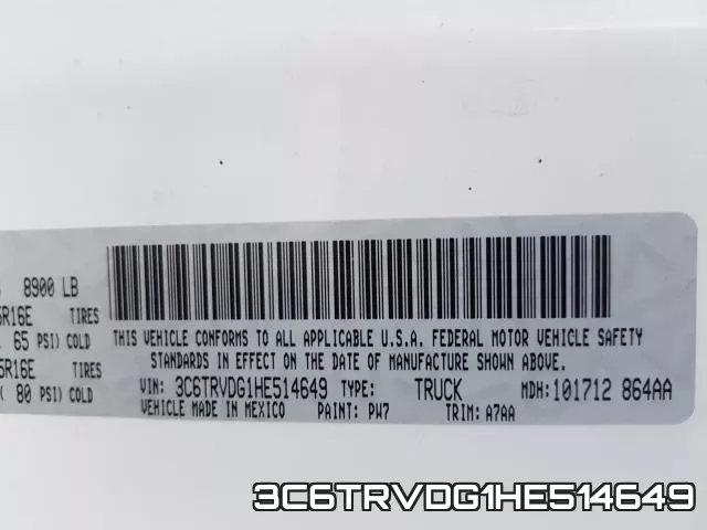 3C6TRVDG1HE514649 фото 2