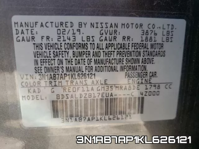3N1AB7AP1KL626121 фото 2