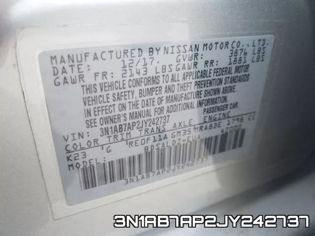 3N1AB7AP2JY242737 фото 2