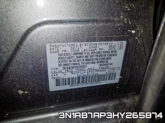 3N1AB7AP3HY265874 фото 2