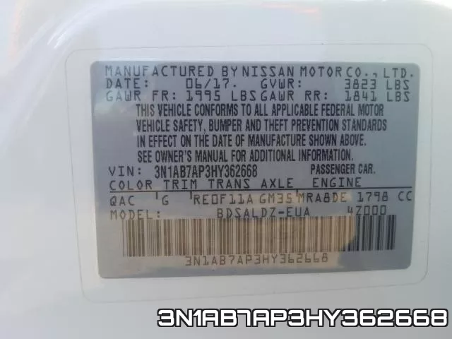 3N1AB7AP3HY362668 фото 2