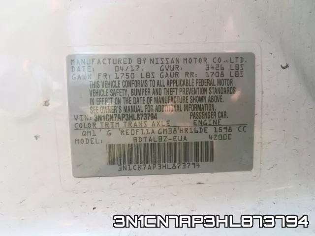 3N1CN7AP3HL873794 фото 2