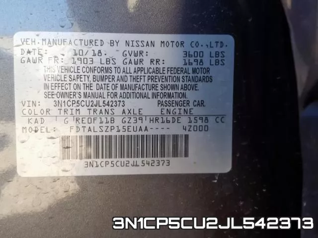 3N1CP5CU2JL542373 фото 2