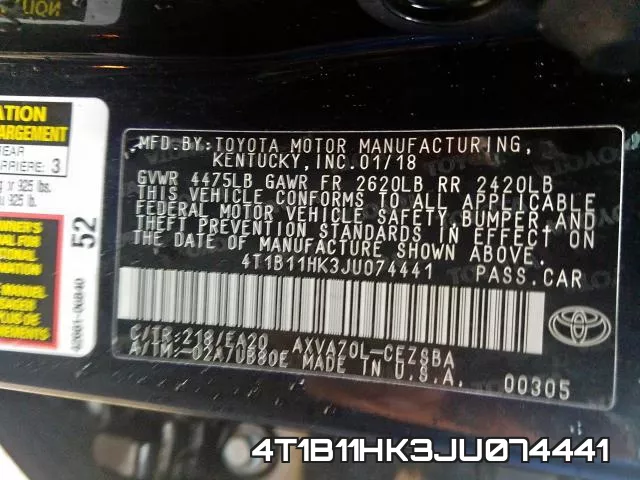 4T1B11HK3JU074441 фото 2