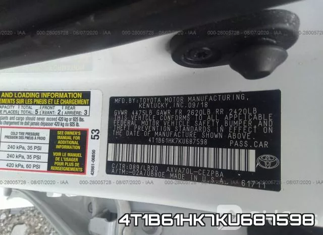 4T1B61HK7KU687598 фото 10