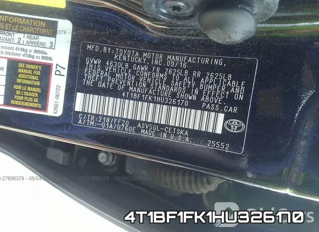 4T1BF1FK1HU326170 фото 10