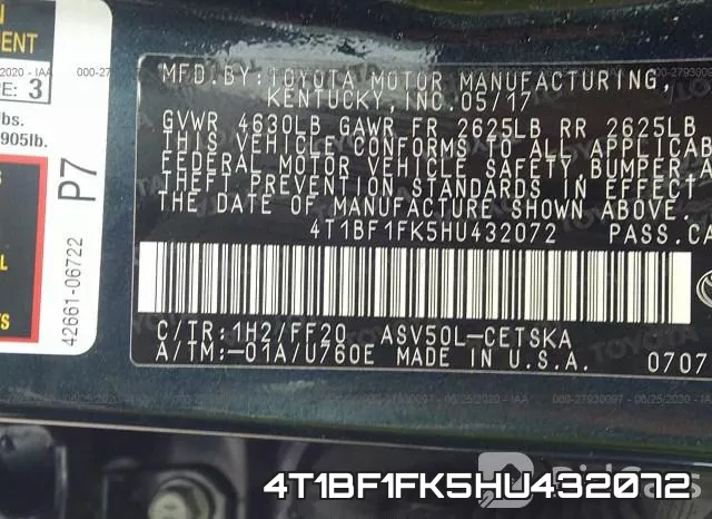 4T1BF1FK5HU432072 фото 10