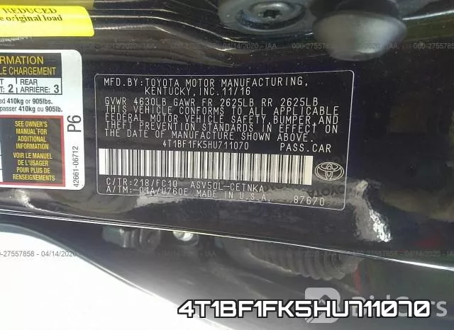4T1BF1FK5HU711070 фото 10
