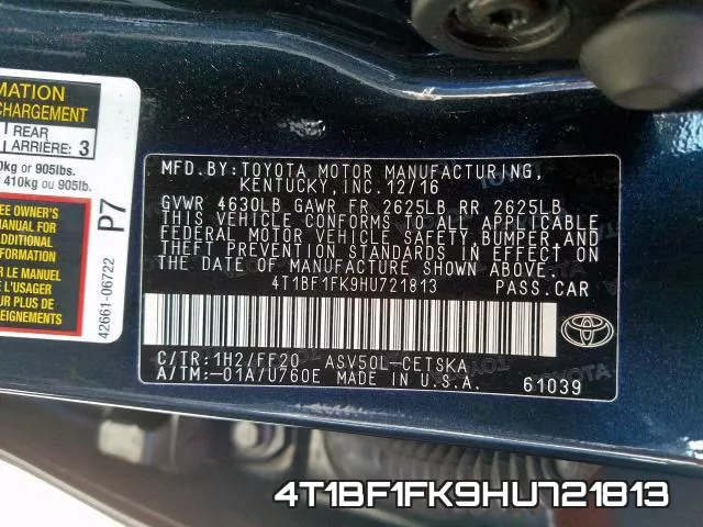 4T1BF1FK9HU721813 фото 2