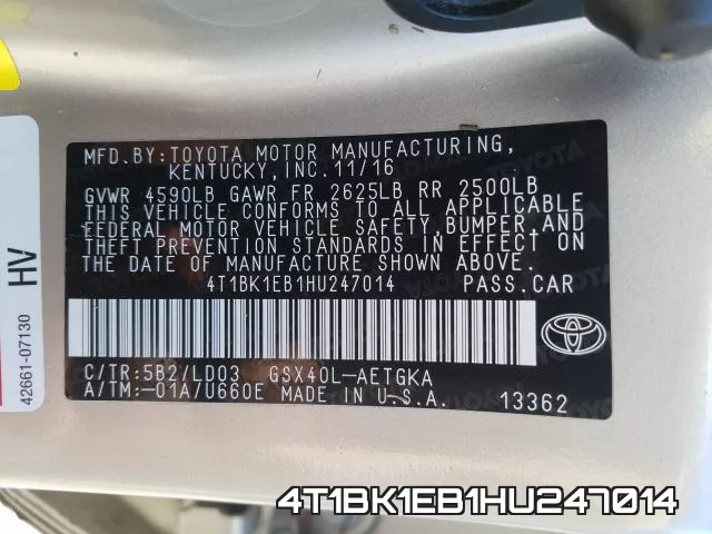 4T1BK1EB1HU247014 фото 2